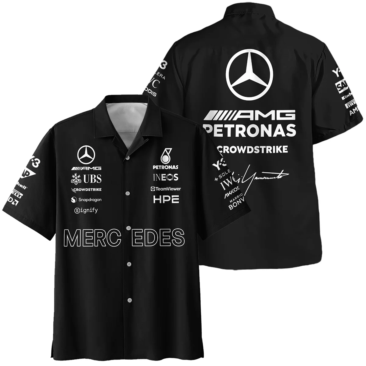 2026 Y-3 x Mercedes F1 Teamwear - Hawaiian Shirt BLMER18326A3HW