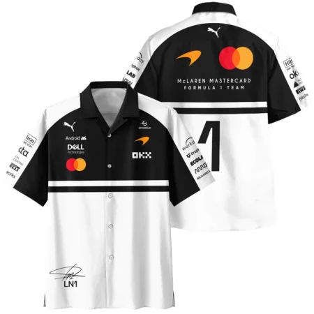 2026 Lando Norris 1 McLaren F1 Teamwear Hawaiian Shirt BLNR25326A2HW - White