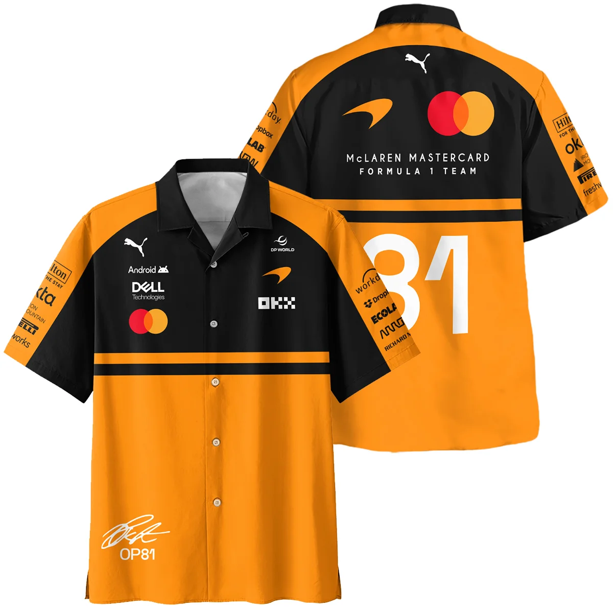 2026 Oscar Piastri 81 McLaren F1 Teamwear Hawaiian Shirt BLOP25326A1HW - Orange