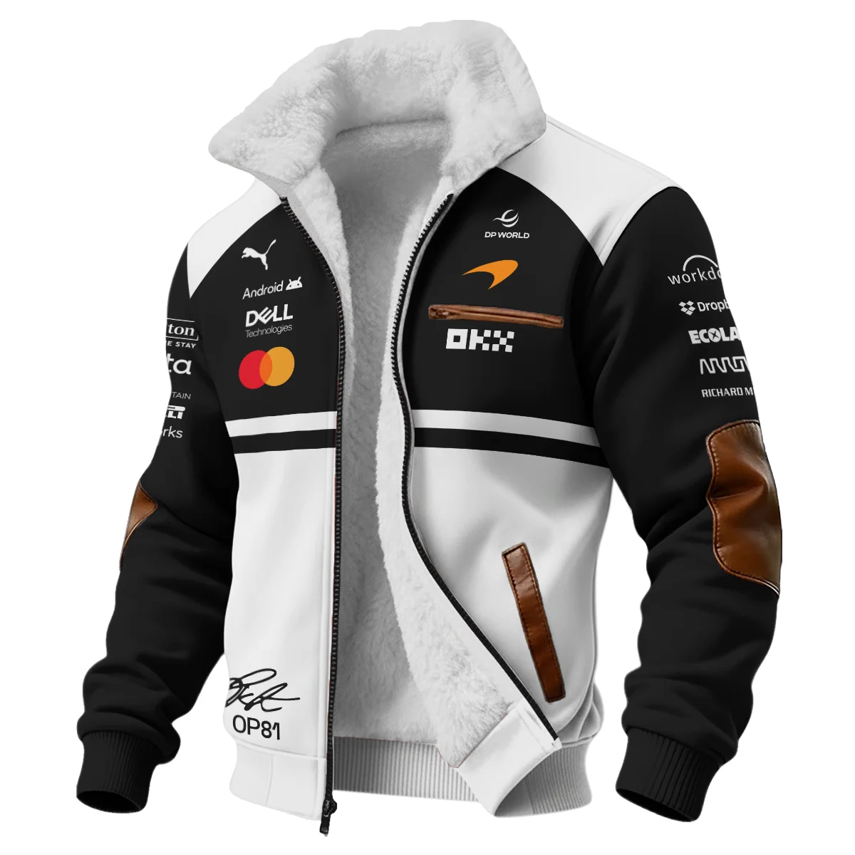2026 Oscar Piastri 81 McLaren F1 Teamwear Fleece Jacket BLOP25326A2FJ - White - Image 2
