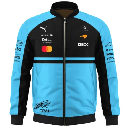 Alternative view of 2026 Oscar Piastri 81 McLaren F1 Teamwear Bomber BLOP25326A3BB - Cyan