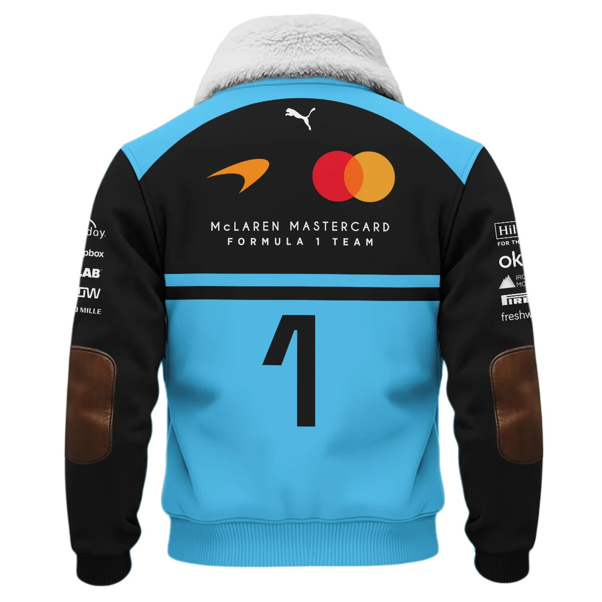 2026 Lando Norris 1 McLaren F1 Teamwear Fleece Jacket BLNR25326A3FJ - Cyan - Image 3