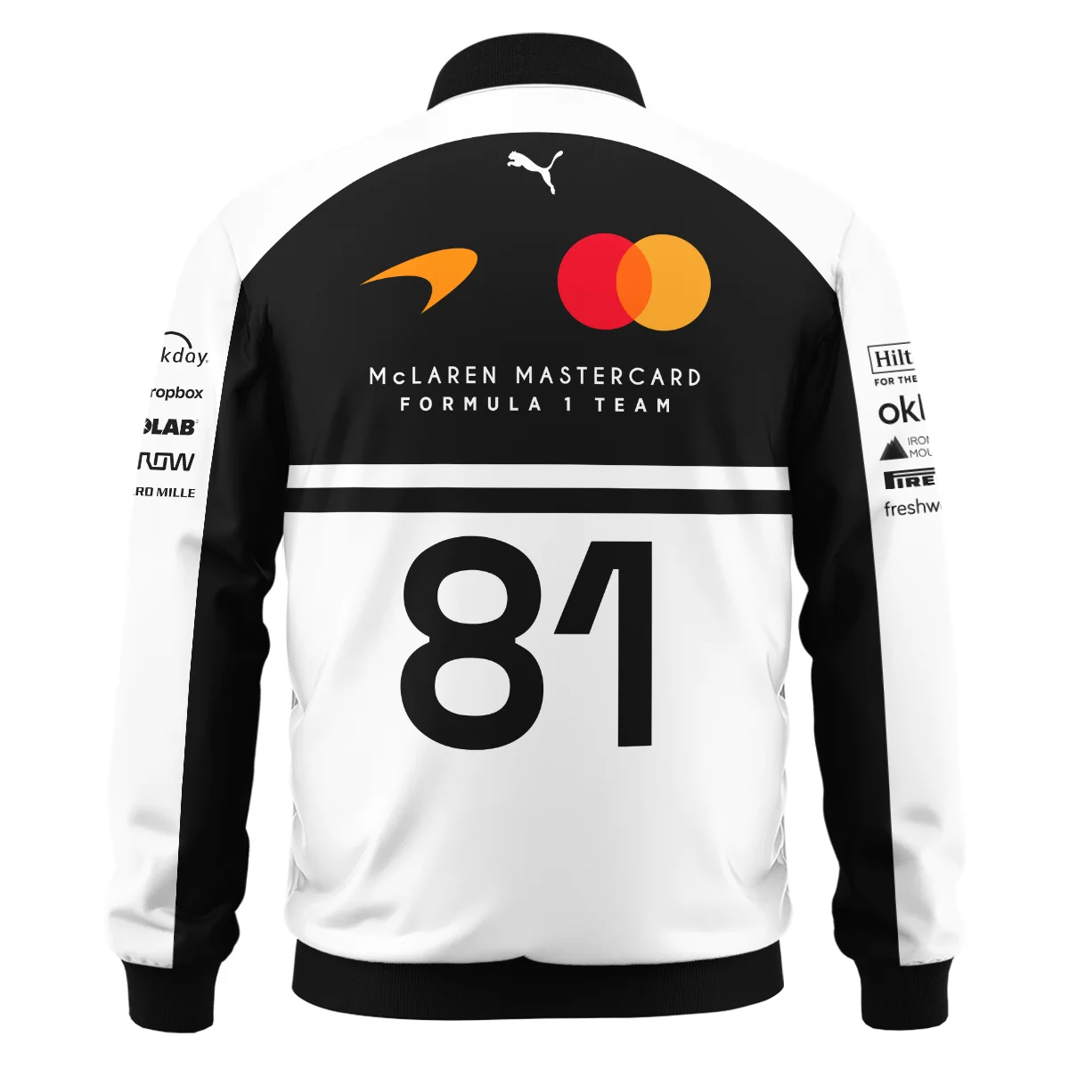 2026 Oscar Piastri 81 McLaren F1 Teamwear Bomber BLOP25326A2BB - White - Image 3