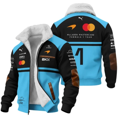 2026 Lando Norris 1 McLaren F1 Teamwear Fleece Jacket BLNR25326A3FJ - Cyan
