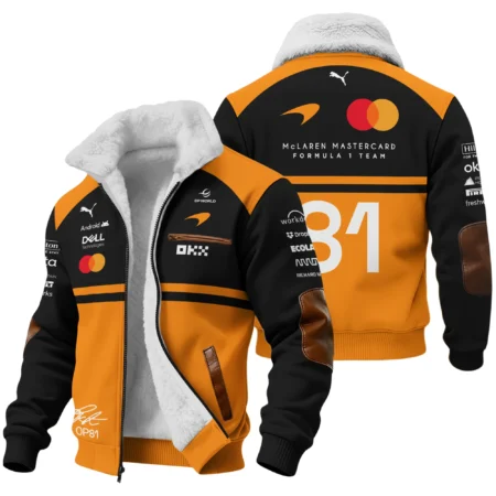 2026 Oscar Piastri 81 McLaren F1 Teamwear Fleece Jacket BLOP25326A1FJ - Orange