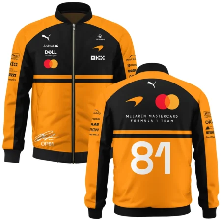 2026 Oscar Piastri 81 McLaren F1 Teamwear Bomber BLOP25326A1BB - Orange