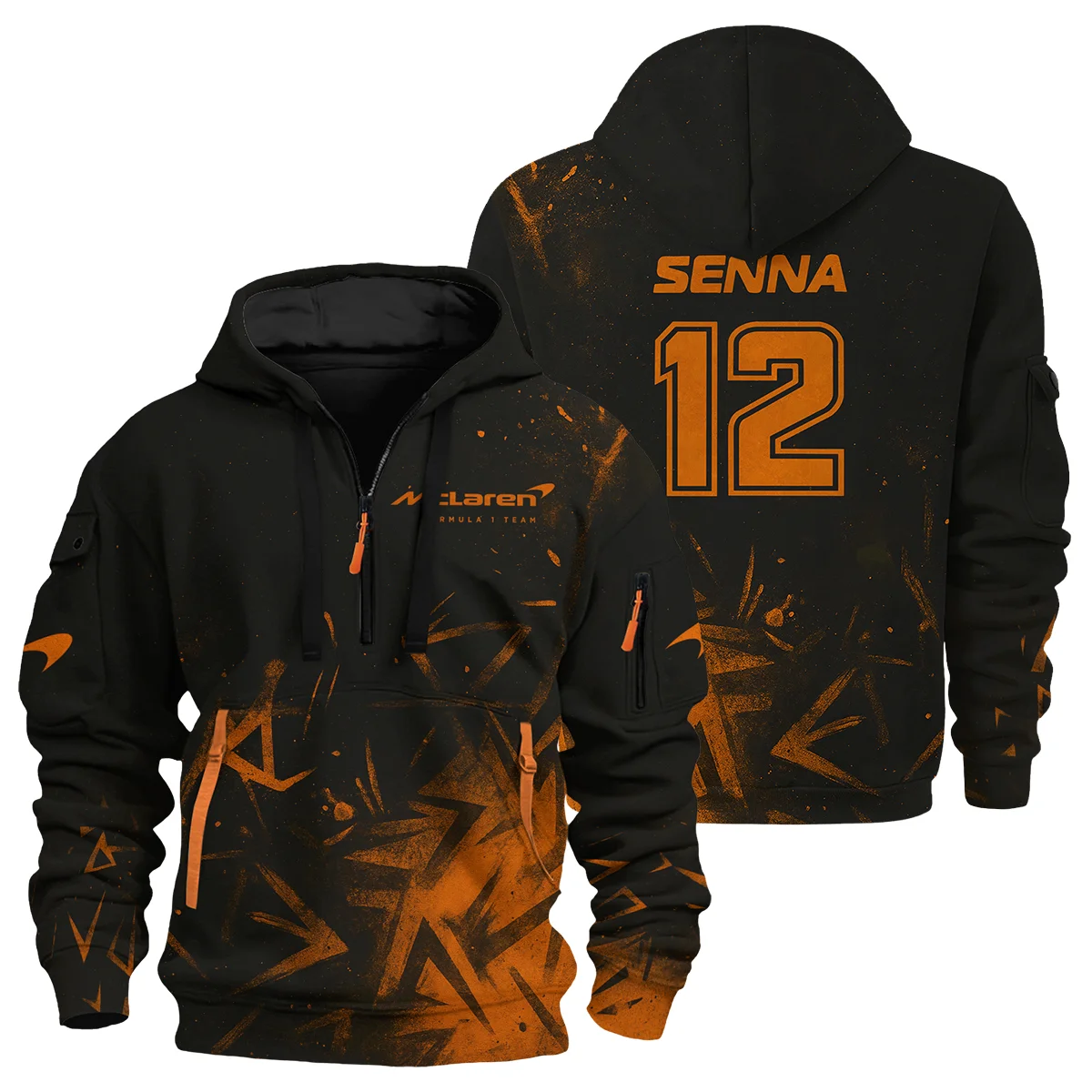 Ayrton Senna The Racing Legend McLaren F1 Hoodie Half Zipper Unisex Motorsport Apparel BLF16625A3HDF