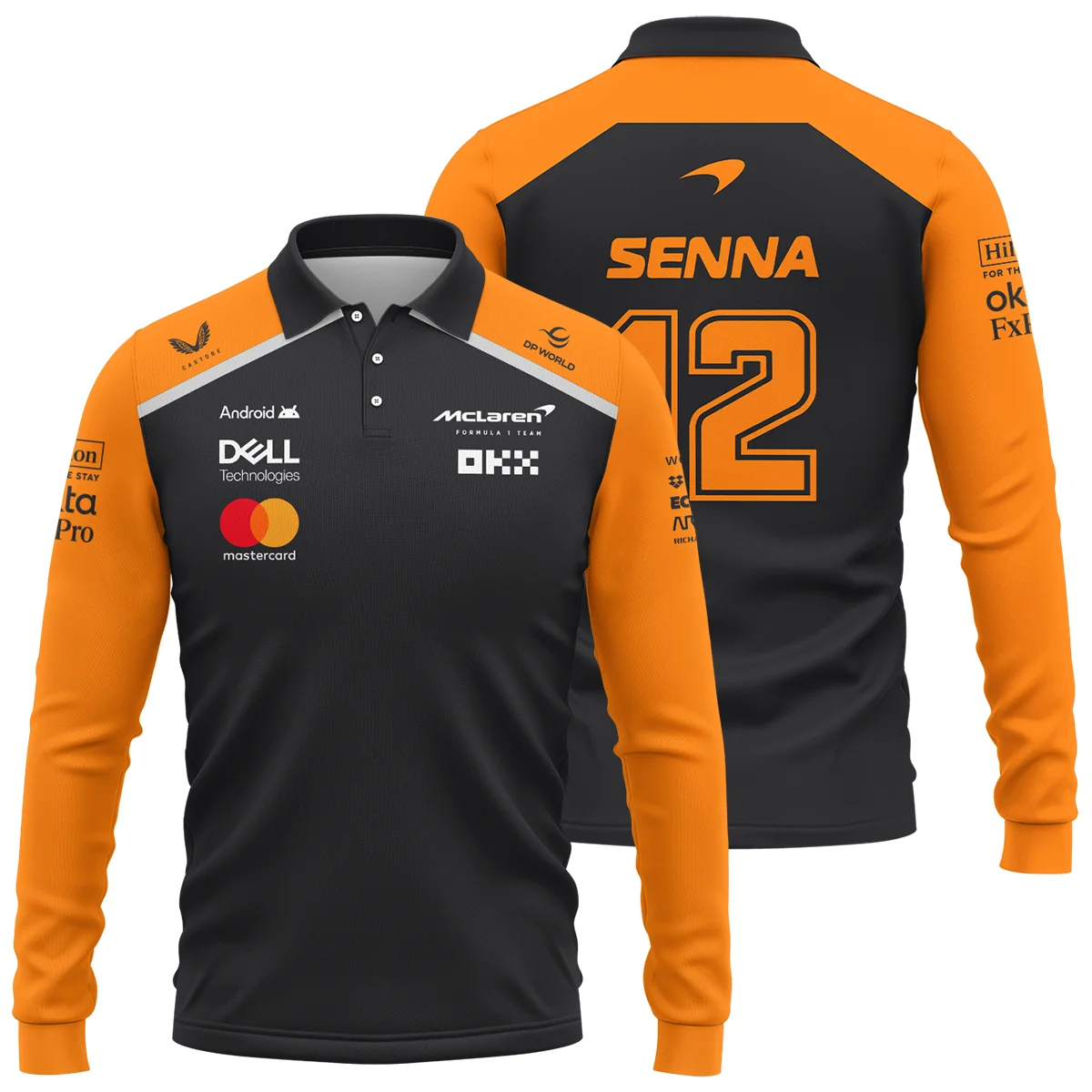 Ayrton Senna The Racing Legend McLaren F1 Long Polo Shirt Unisex Motorsport Apparel BLF16625A1LPL