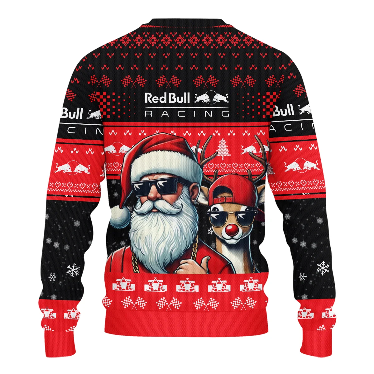 Badass Santa Reindeer Red Bull Racing Formula 1 - Ugly Sweater BLVAF1220925A23RBR - Image 3