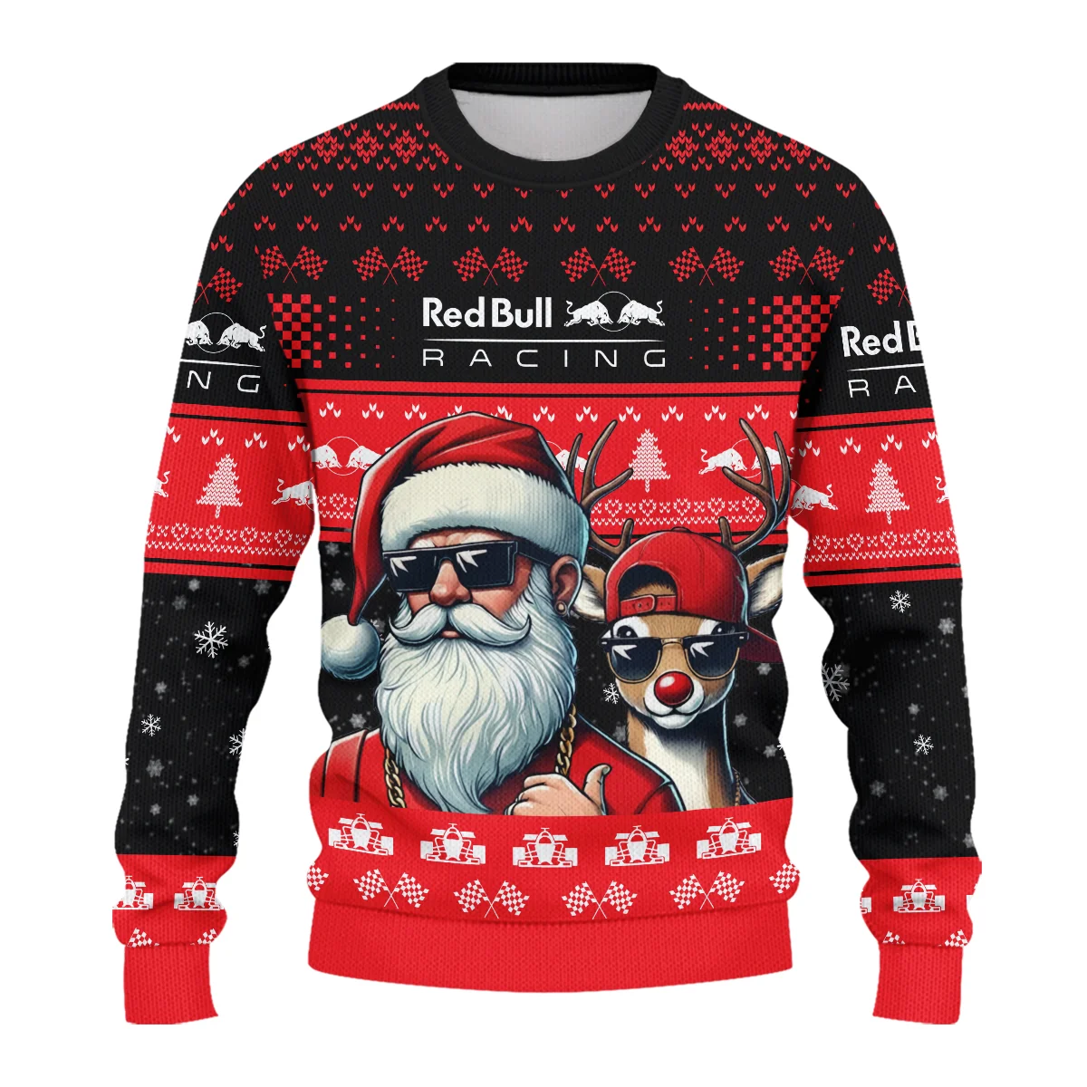 Badass Santa Reindeer Red Bull Racing Formula 1 - Ugly Sweater BLVAF1220925A23RBR - Image 2