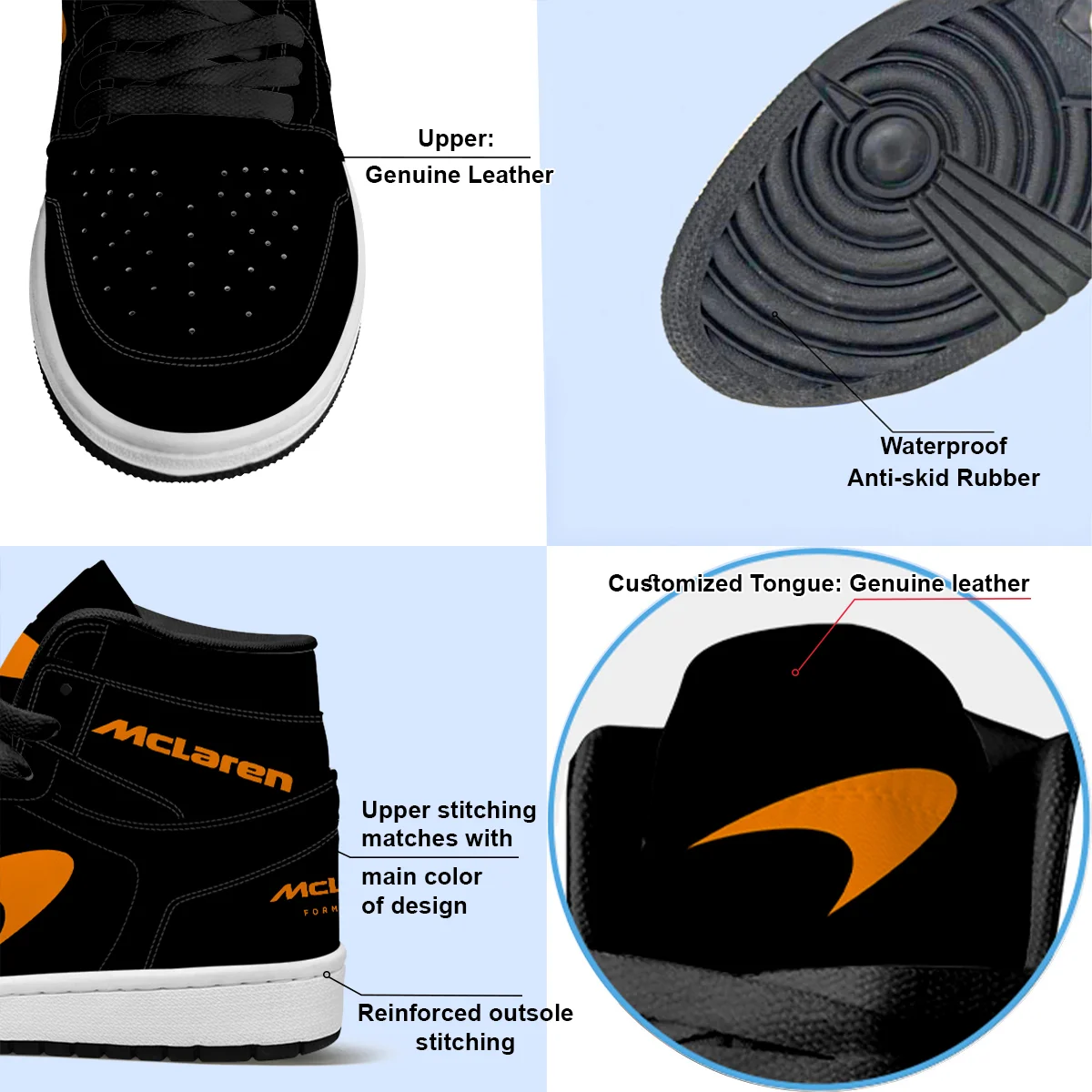 Black Custom Shoes Logo Air Jordan 1 High BLMCL17725A4 - Image 4