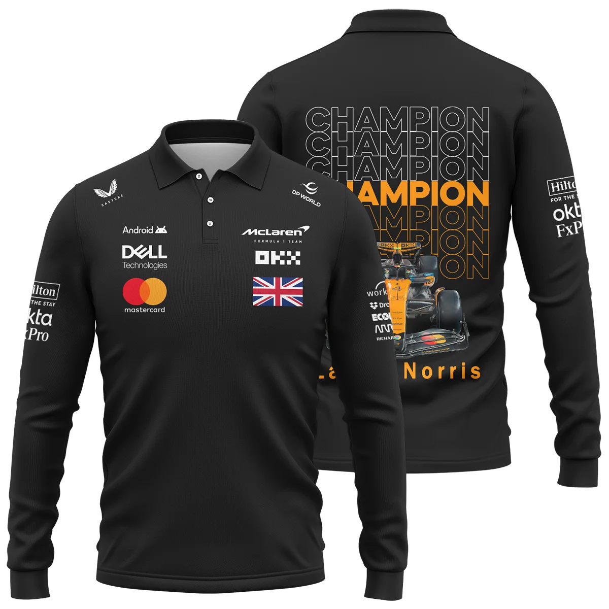 Champion 2025 Lando Norris McLaren F1 Team Long Polo Shirt Unisex Motorsport Apparel BLVALN051225A1LPL