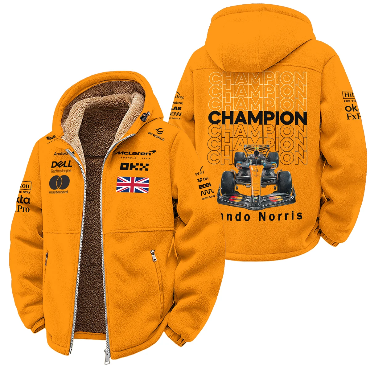 Champion 2025 Lando Norris McLaren F1 Team Winter Fleece Jacket Unisex Motorsport Apparel BLVALN051225A2WFJ