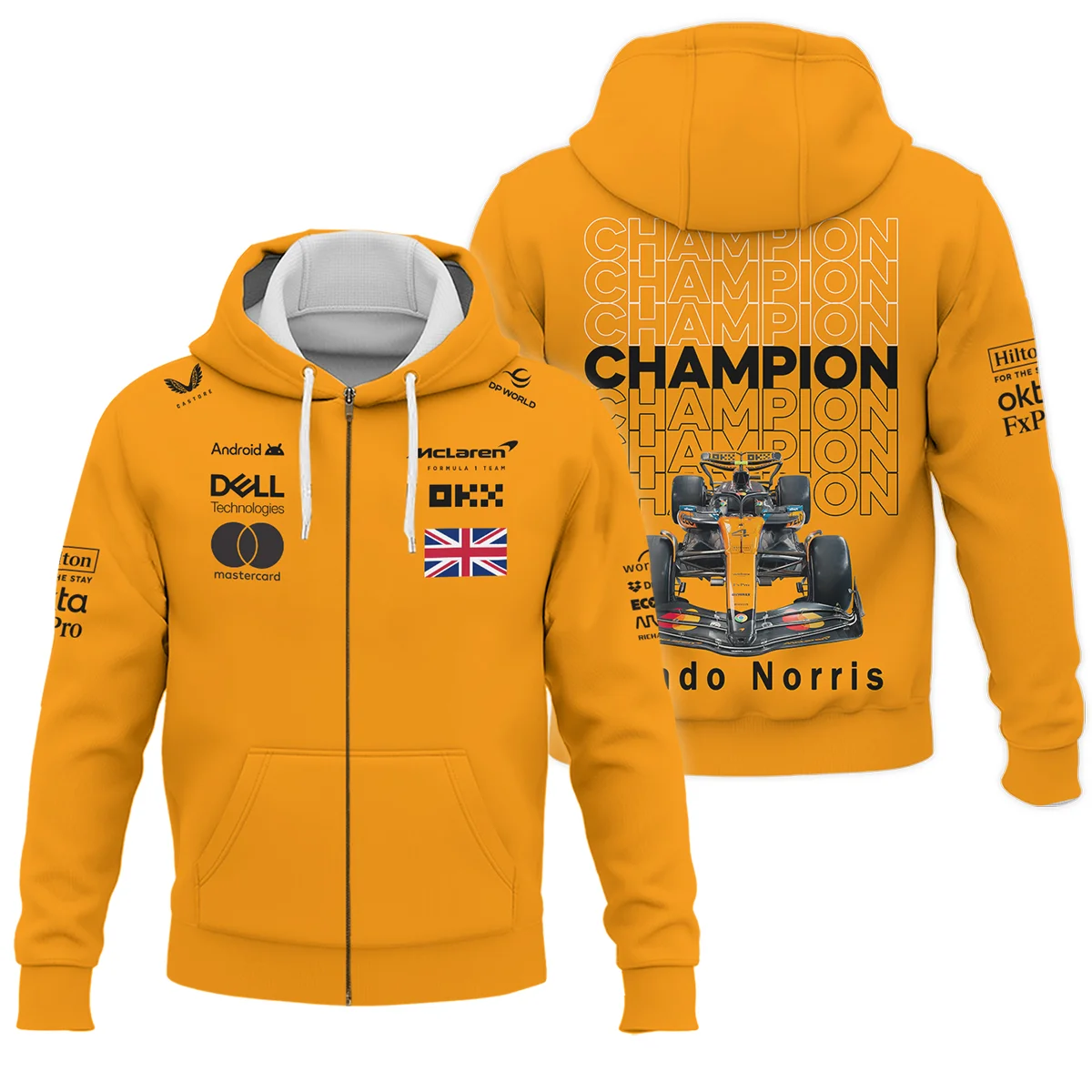 Champion 2025 Lando Norris McLaren F1 Team Zipper Hoodie Unisex Motorsport Apparel BLVALN051225A2ZHD