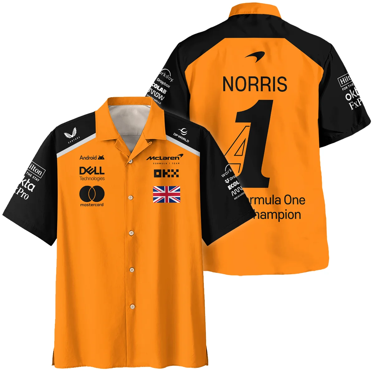Champion From #4 to #1 Lando Norris McLaren F1 Team Hawaiian Shirt Unisex Motorsport Apparel BLNRWDCA1HW