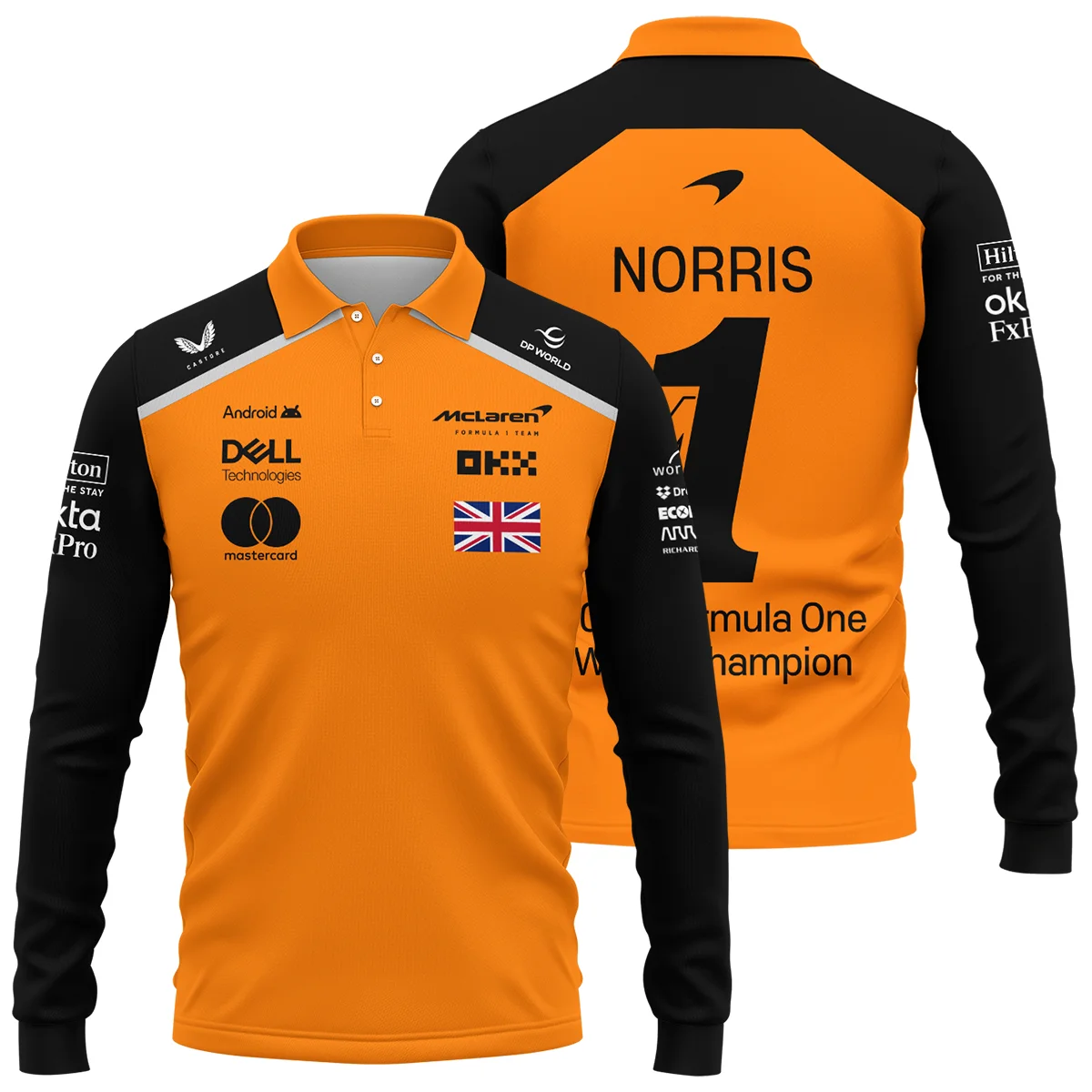 Champion From #4 to #1 Lando Norris McLaren F1 Team Long Polo Shirt Unisex Motorsport Apparel BLNRWDCA1LPL