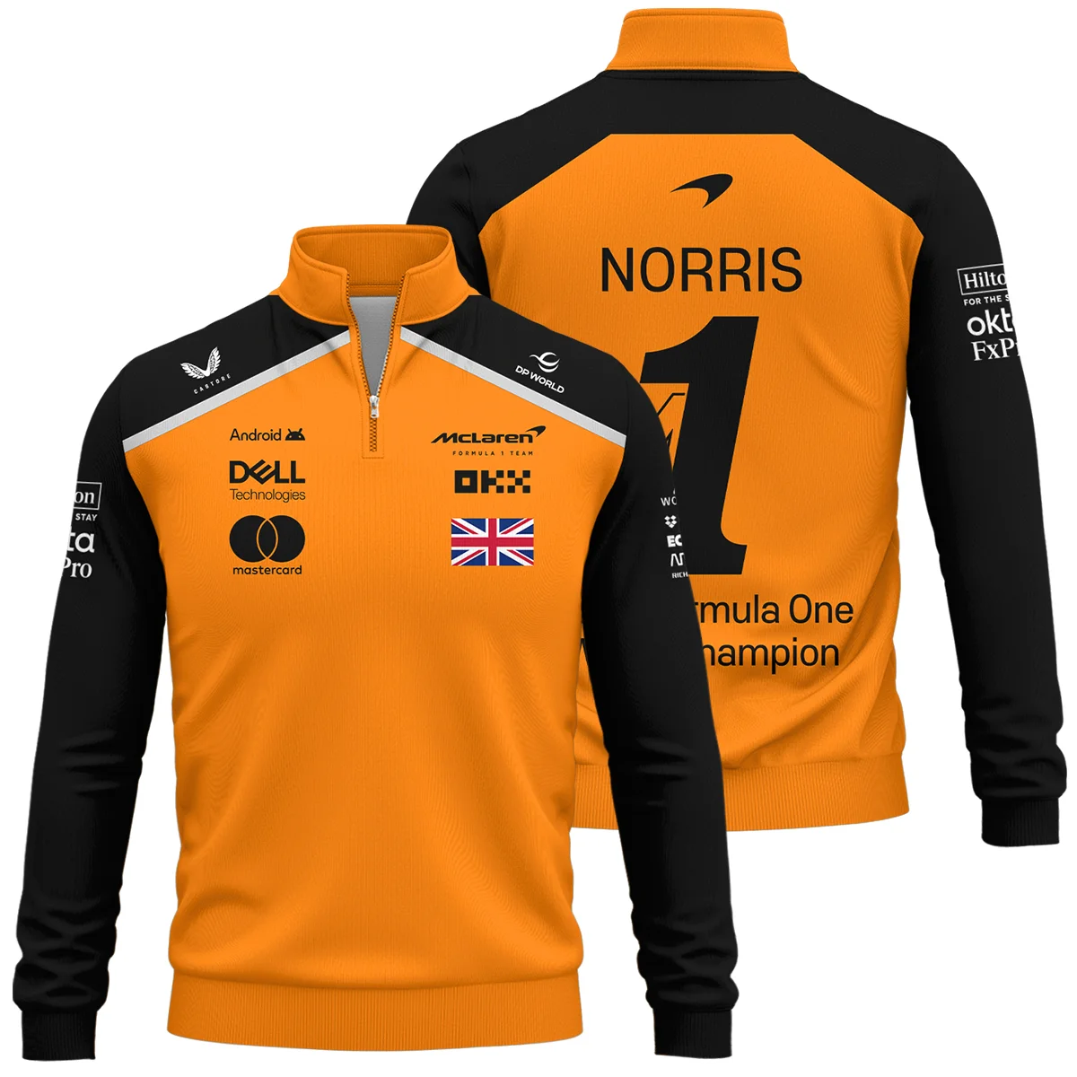 Champion From #4 to #1 Lando Norris McLaren F1 Team Quarter-Zip Sweatshirt Unisex Motorsport Apparel BLNRWDCA1QZS