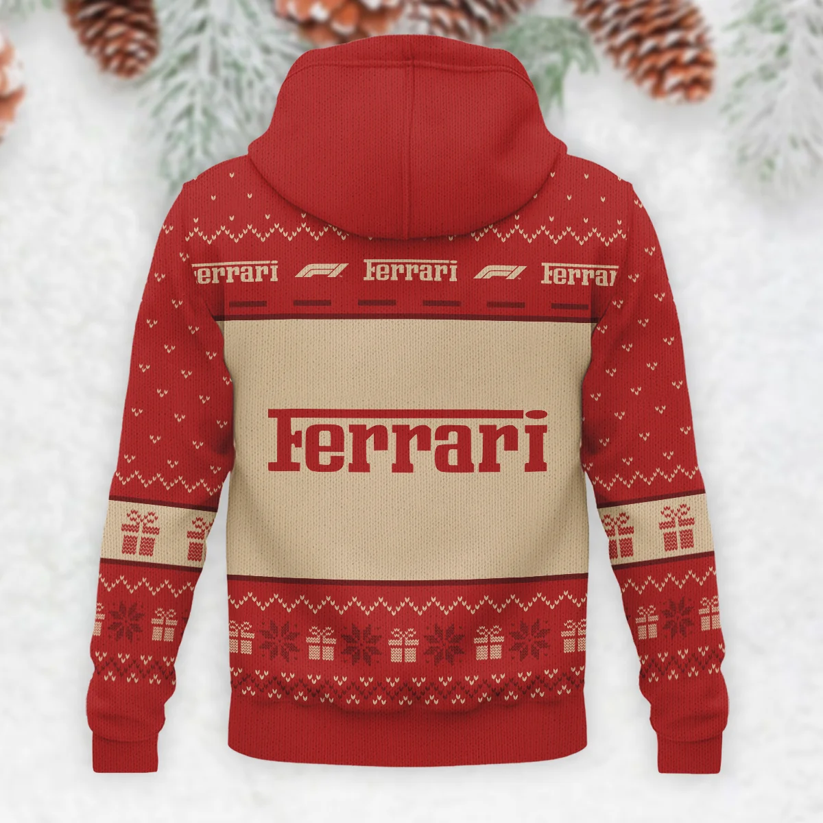 Christmas Ferrari Formula 1 - Knitted Hoodie BLVAF12209250A14FRR - Image 3