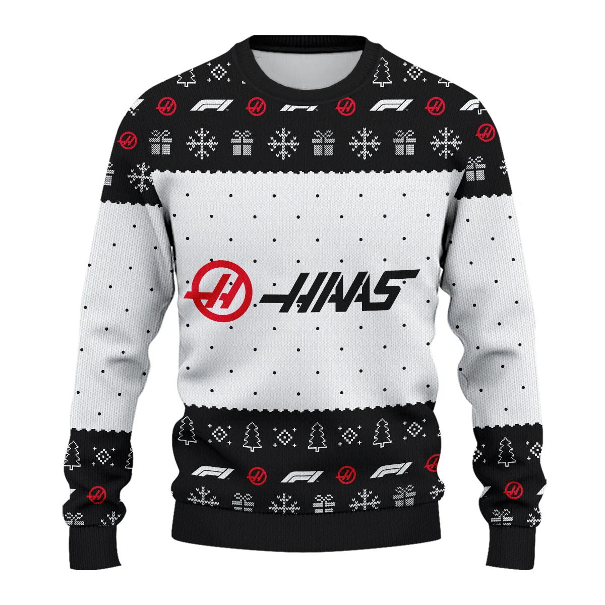 Christmas Pattern Haas Formula 1 - Ugly Sweater Unisex Motorsport Apparel BLVAF1220925A1HAAS - Image 2