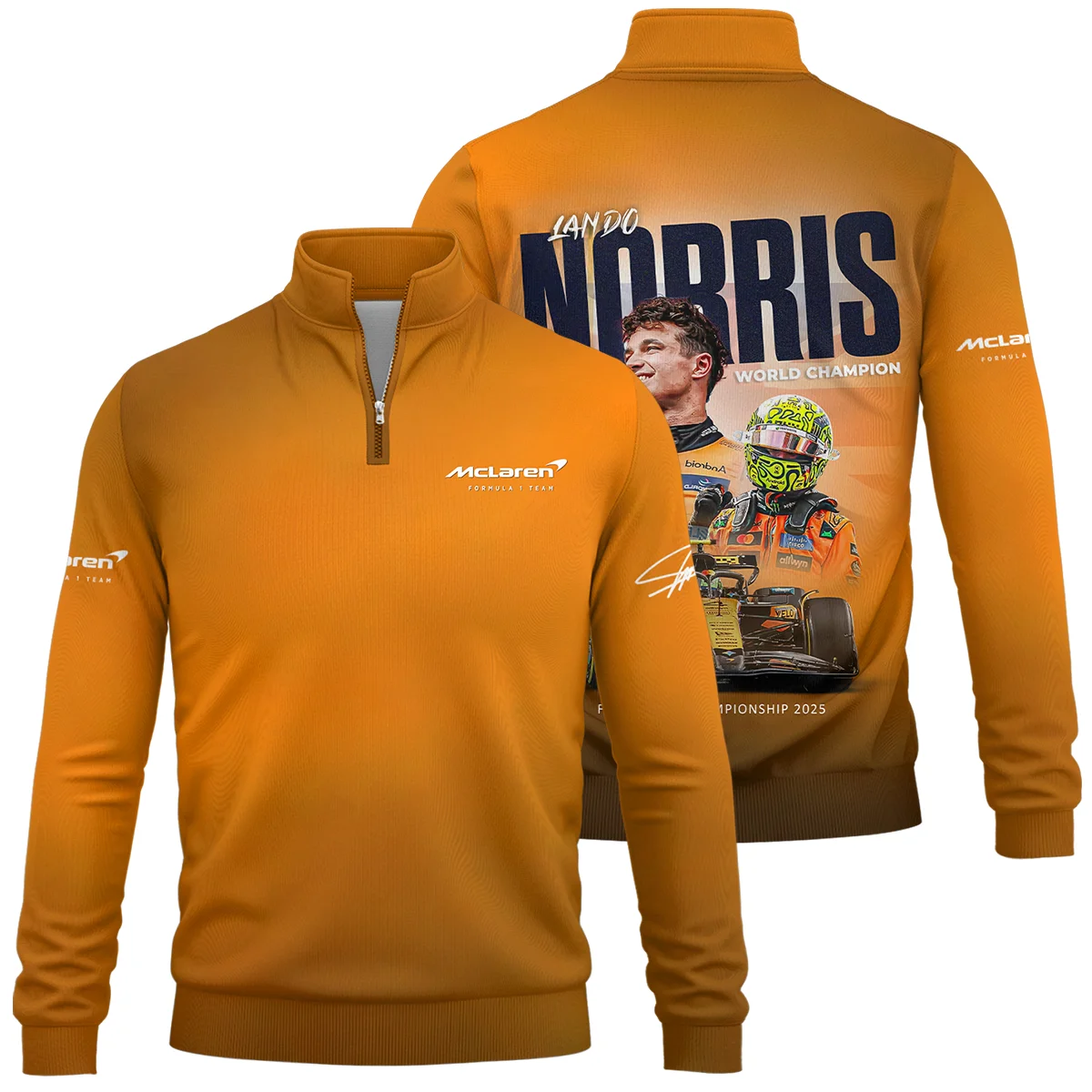 F1 Drivers' Championship 2025 Lando Norris McLaren F1 Team Quarter-Zip Sweatshirt Unisex Motorsport Apparel BLNRWDCA10QZS