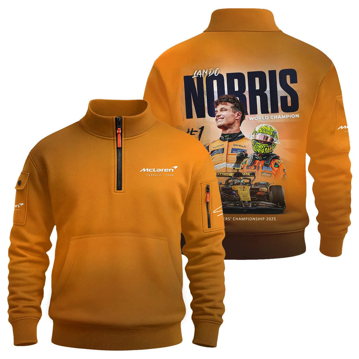 F1 Drivers' Championship 2025 Lando Norris McLaren F1 Team Sweatshirt Zipper Unisex Motorsport Apparel BLNRWDCA10SHZ