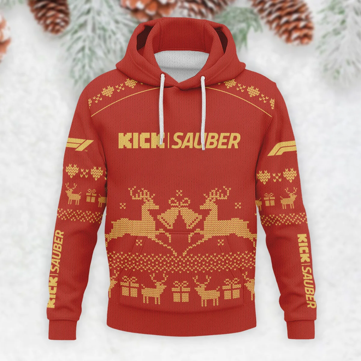 Festive Christmas Kick Sauber Formula 1 - Knitted Hoodie BLVAF12209250A6KS - Image 2