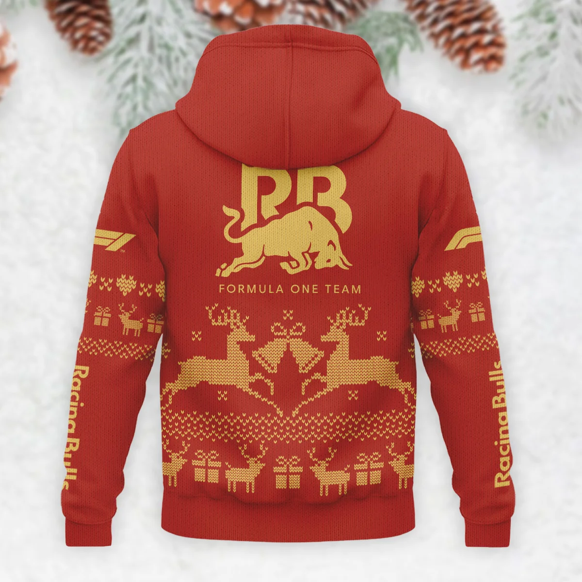 Festive Christmas Racing Bulls Formula 1 - Knitted Hoodie BLVAF12209250A6RAC - Image 3