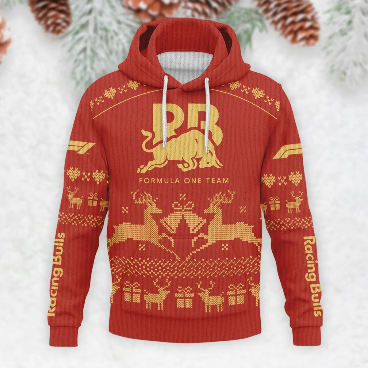 Festive Christmas Racing Bulls Formula 1 - Knitted Hoodie BLVAF12209250A6RAC - Image 2