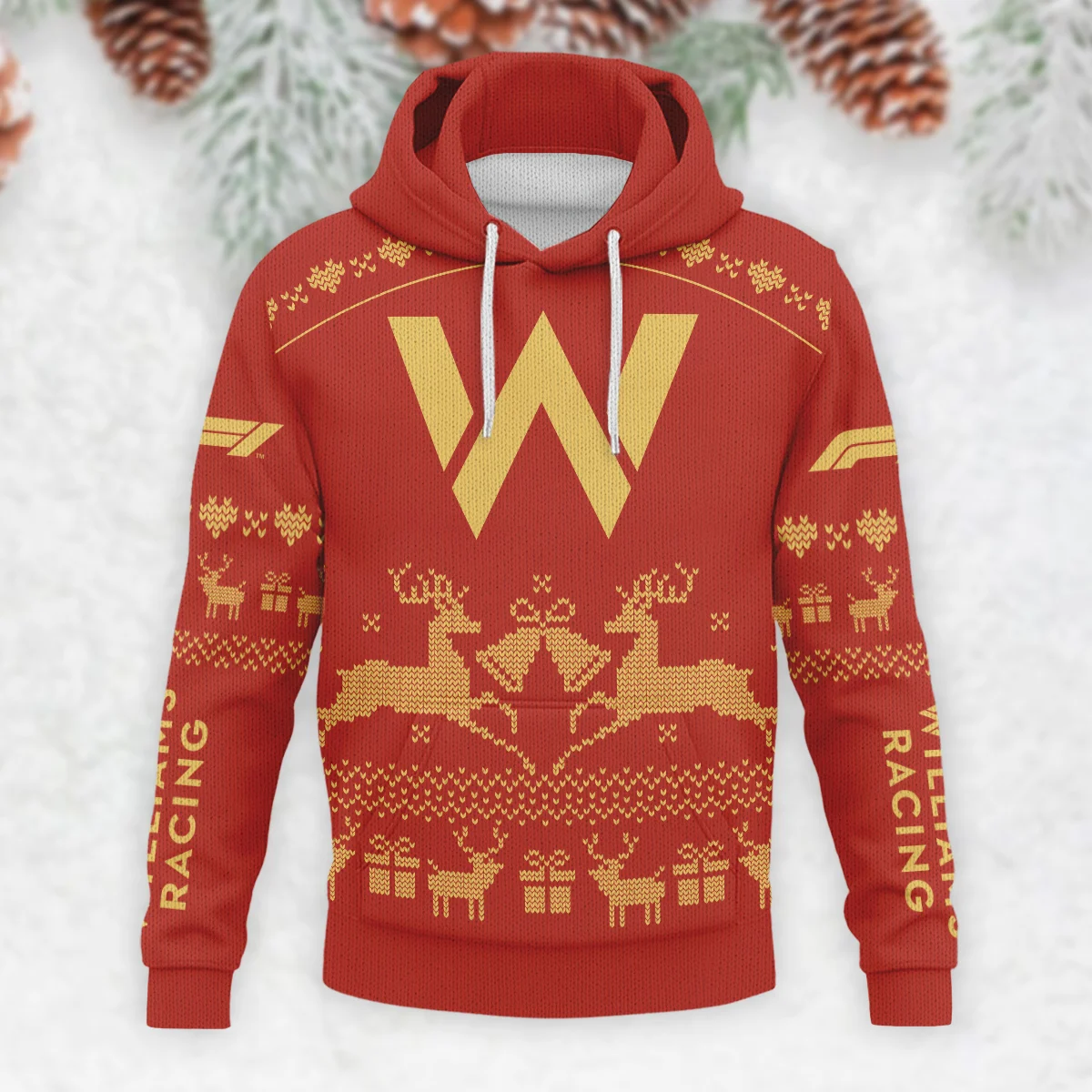 Festive Christmas Williams Formula 1 - Knitted Hoodie BLVAF12209250A6WIL - Image 2