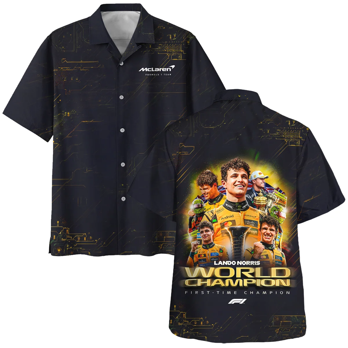 First Time Champion Lando Norris McLaren F1 Team Hawaiian Shirt Unisex Motorsport Apparel BLNRWDCA11HW