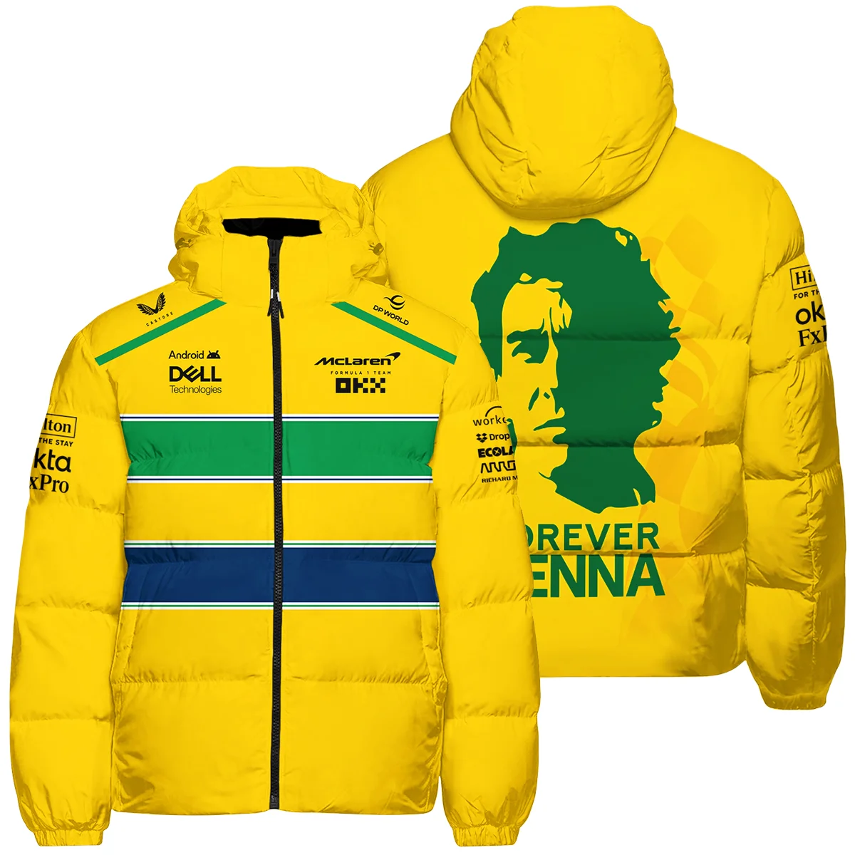 Forever Ayrton Senna McLaren F1 Down & Puffer Jackets Unisex Motorsport Apparel BLF13625A2HCJ