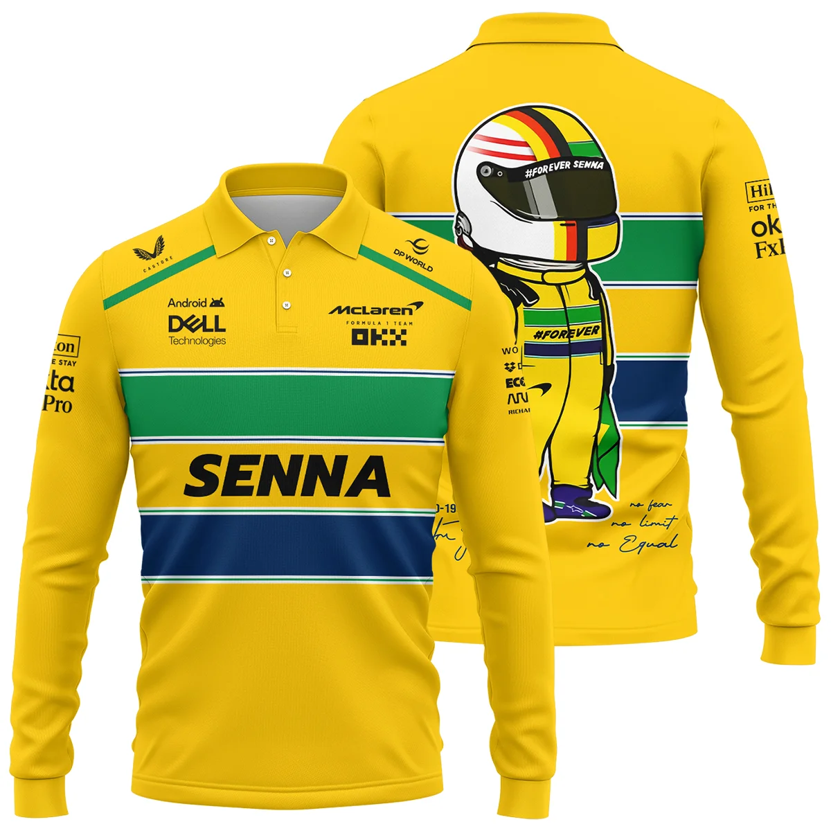 Forever Senna McLaren F1 Long Polo Shirt Unisex Motorsport Apparel BLF13625A3LPL
