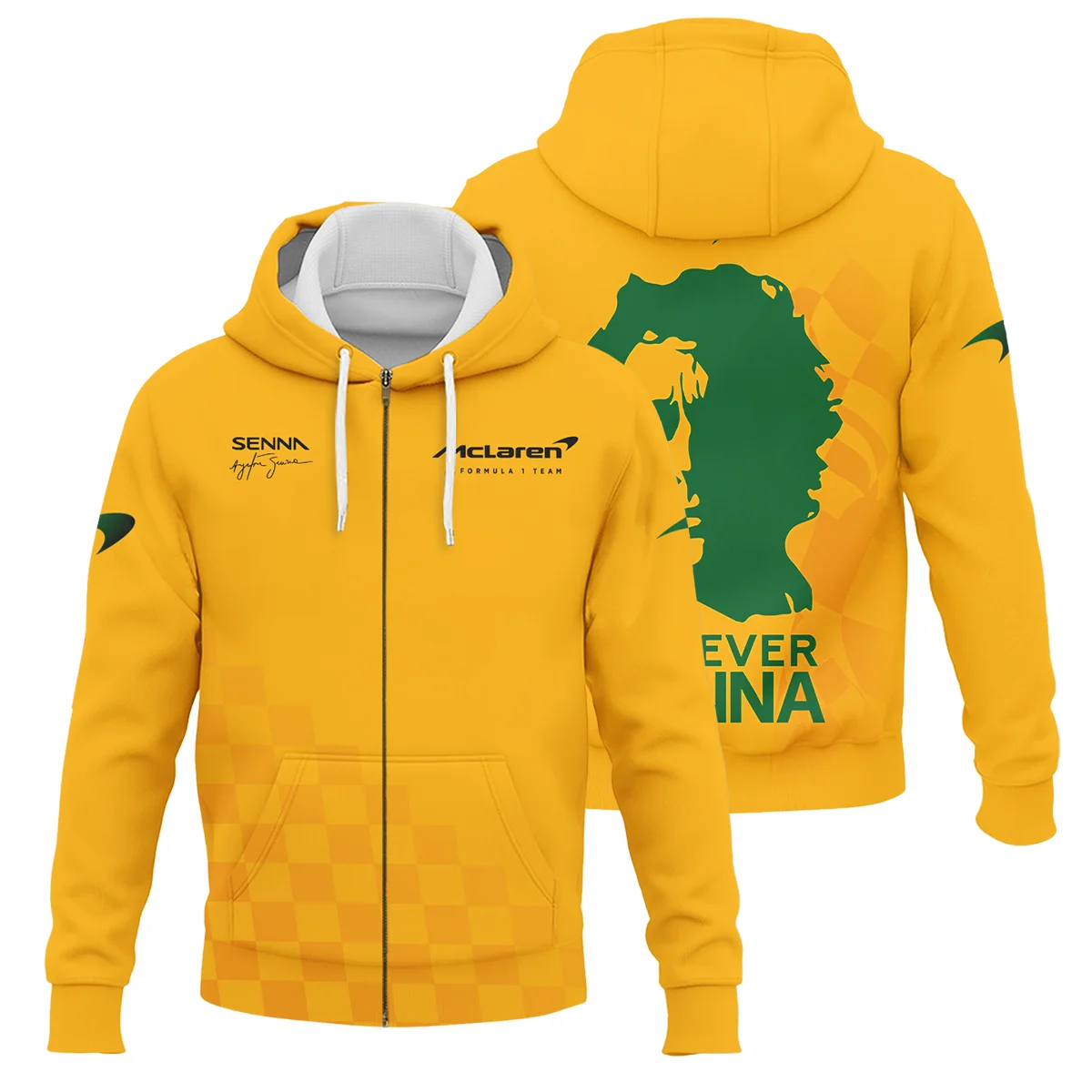 Forever Senna McLaren Formula One Zipper Hoodie Unisex Motorsport Apparel BLF1190525A3ZHD