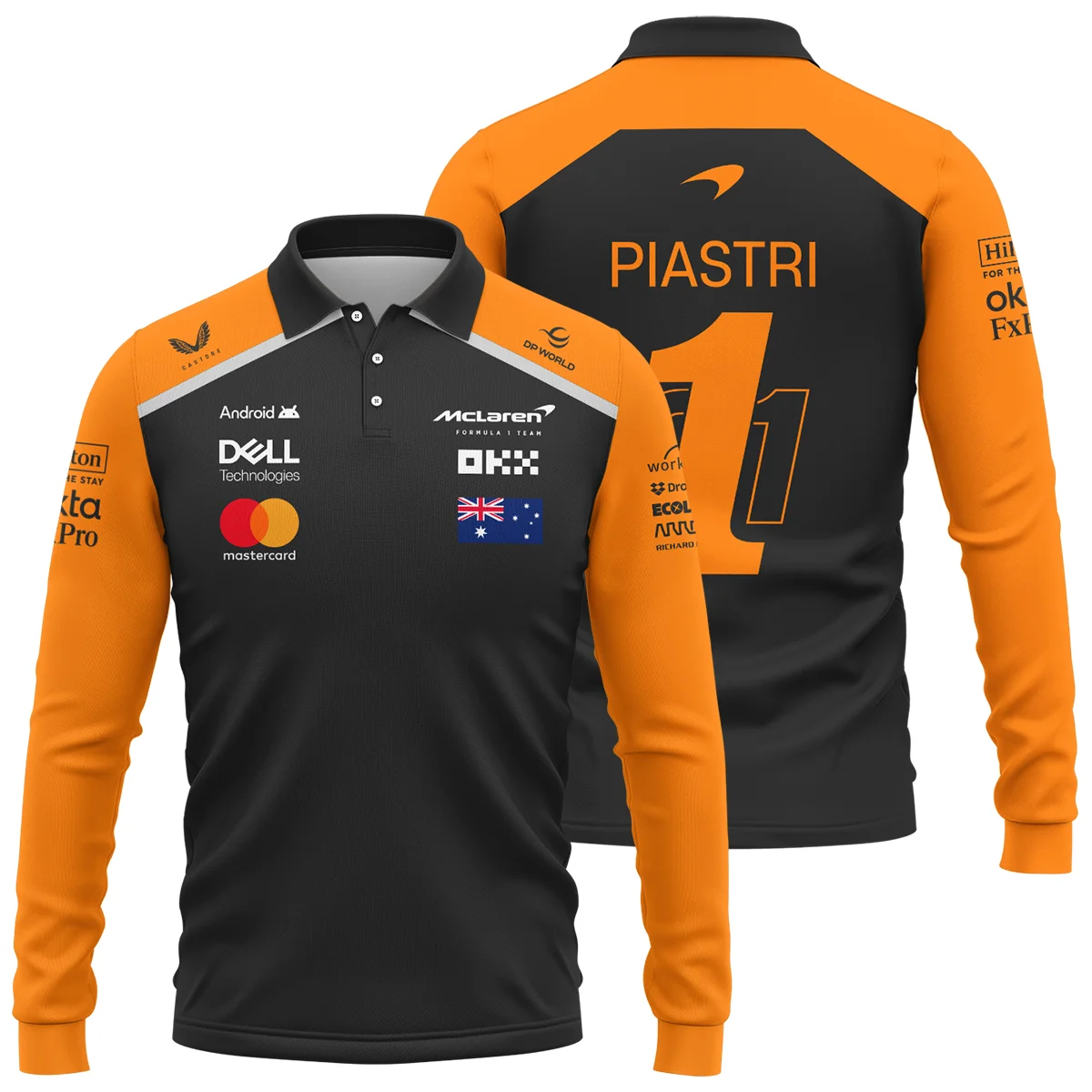 From #81 To #1 Oscar Piastri McLaren F1 Limited Edition Long Polo Shirt BL4725A1LPL