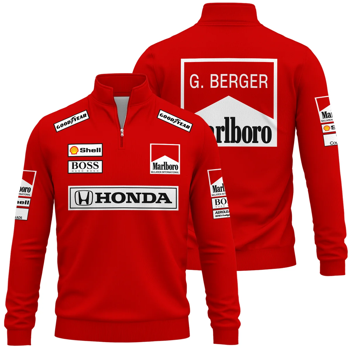 Gerhard Berger McLaren F1 Teamwear Quarter Zip Sweatshirt Unisex Motorsport Apparel BLGB261025A2QZS