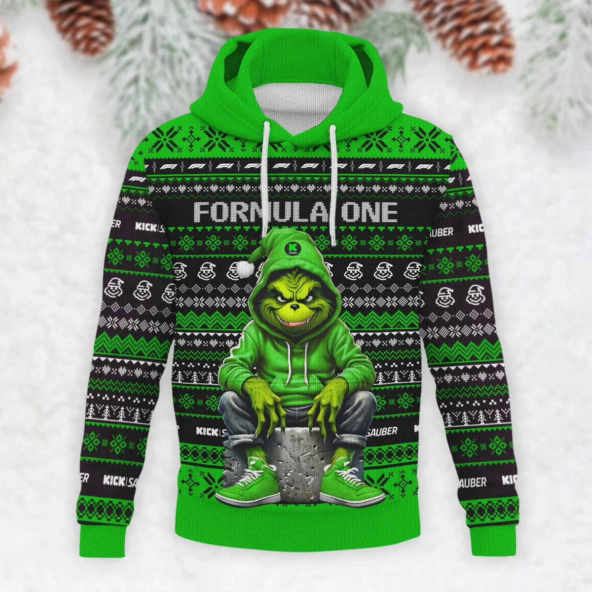 Grinch x Kick Sauber Formula 1 - Knitted Hoodie BLVAF12209250A18KS - Image 2