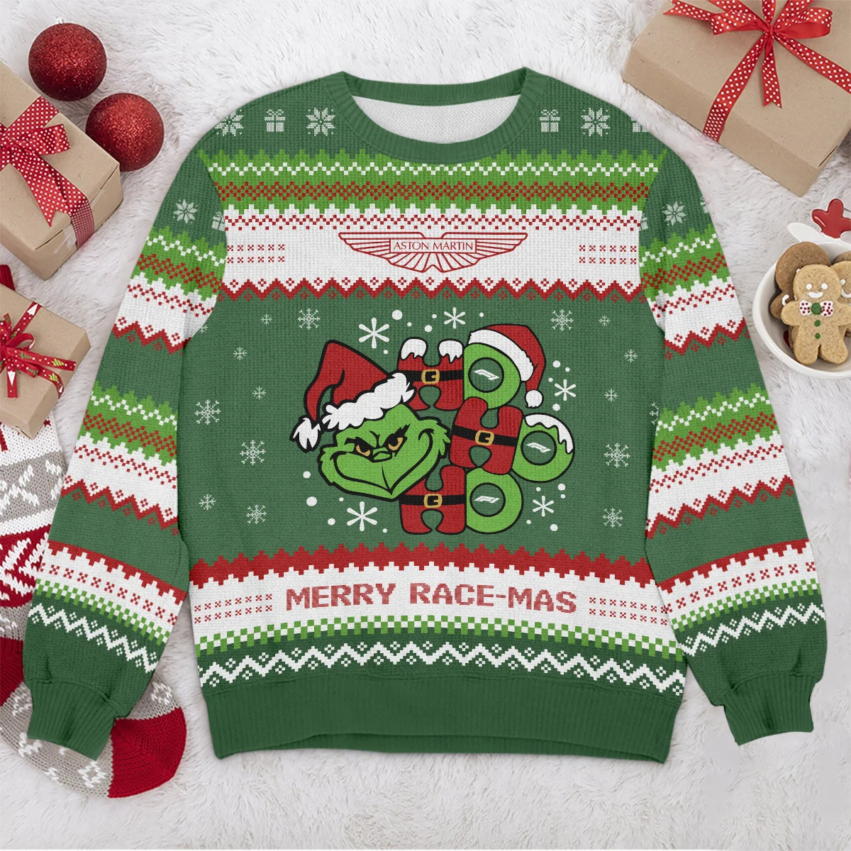 Hohoho The Grinch Aston Martin Formula 1 - Ugly Sweater BLVAF1220925A15AM - Image 4