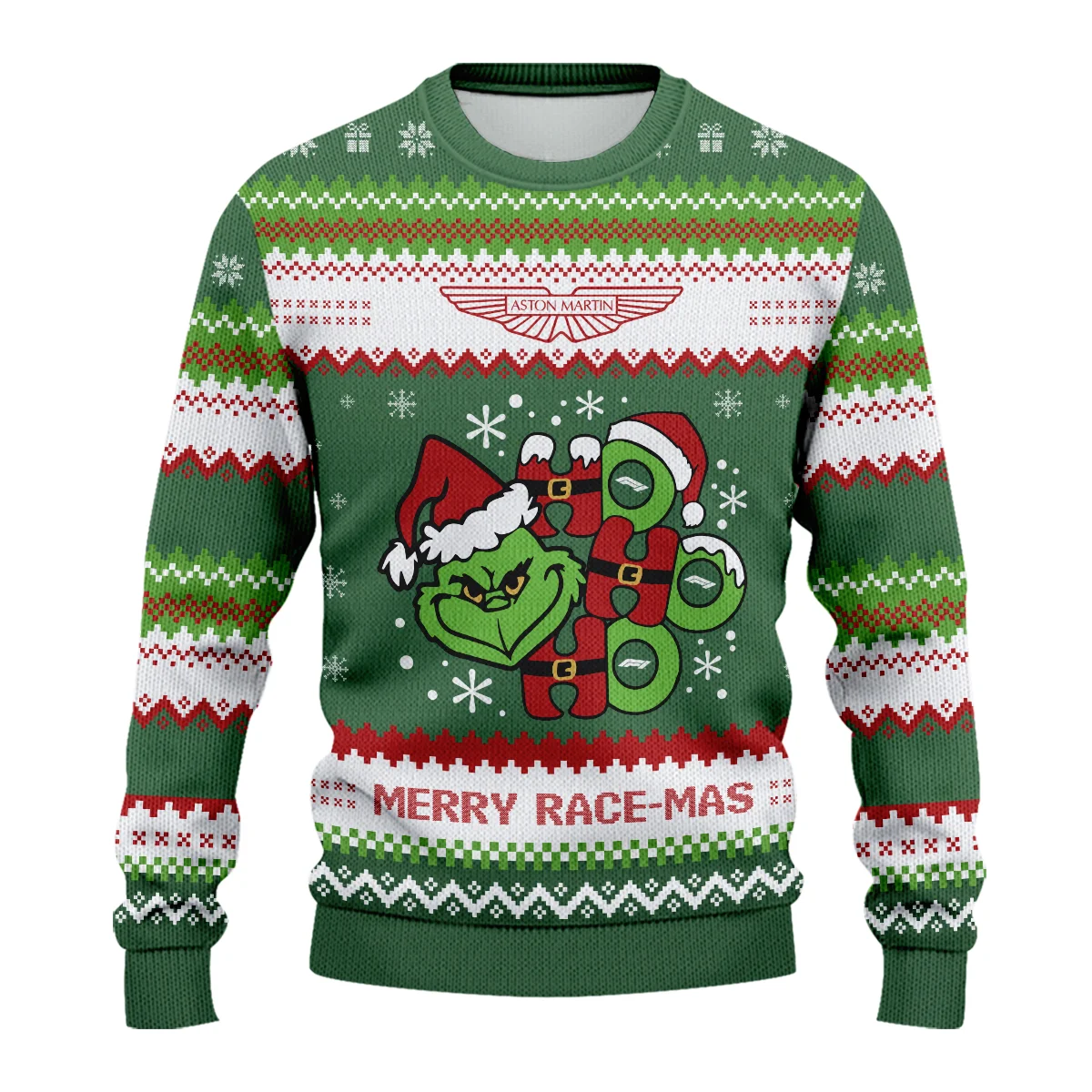 Hohoho The Grinch Aston Martin Formula 1 - Ugly Sweater BLVAF1220925A15AM - Image 2