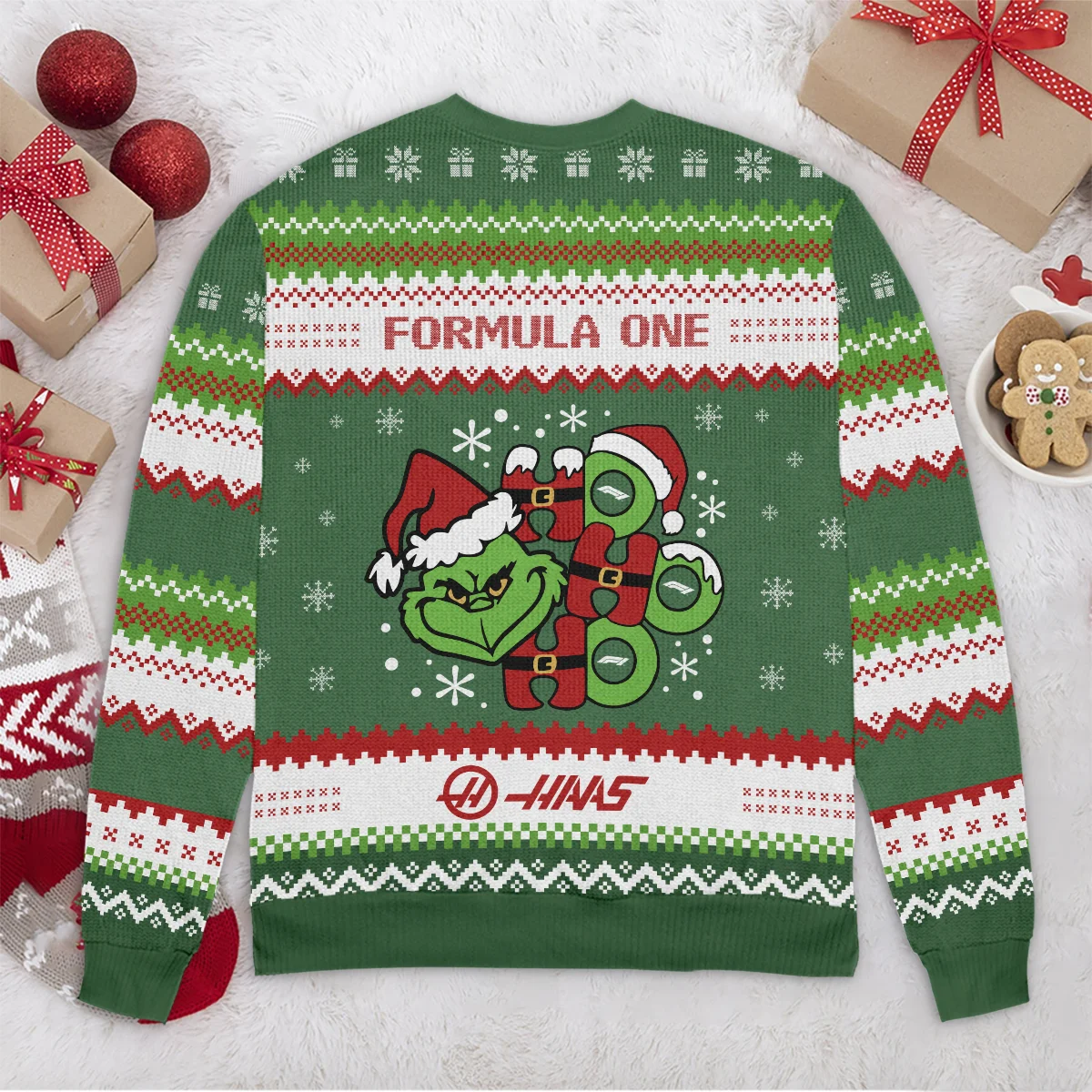 Hohoho The Grinch Haas Formula 1 - Ugly Sweater BLVAF1220925A15HAAS - Image 6