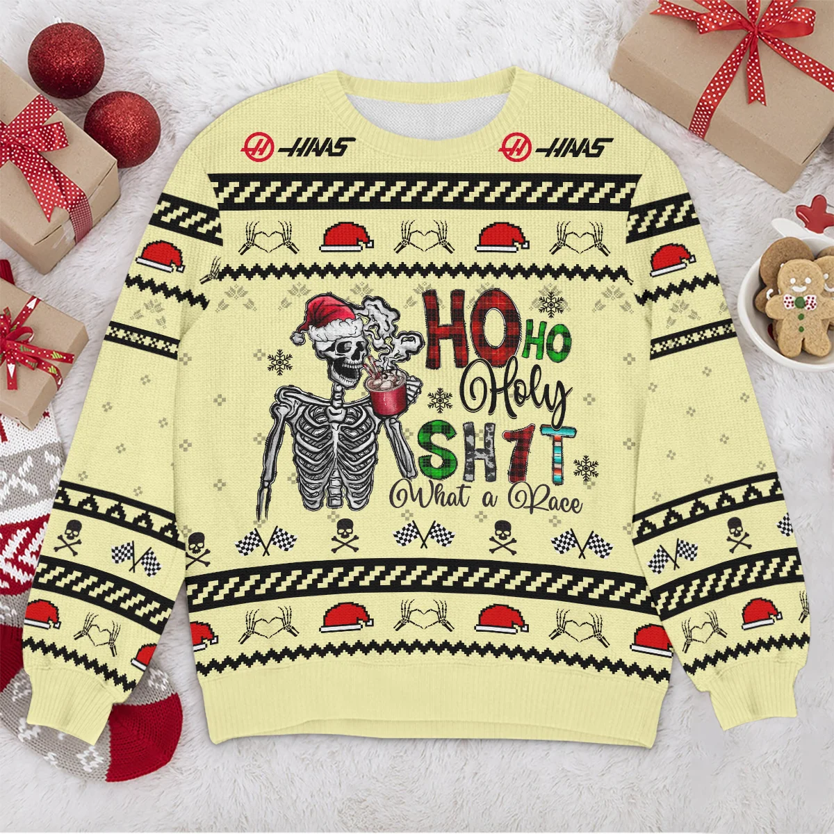 HolySh What A Race Haas Formula 1 - Ugly Sweater Unisex Motorsport Apparel BLVAF1220925A21HAAS - Image 4