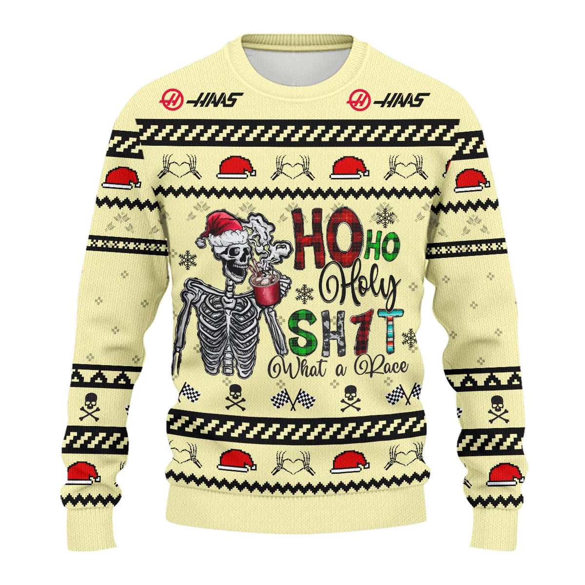 HolySh What A Race Haas Formula 1 - Ugly Sweater Unisex Motorsport Apparel BLVAF1220925A21HAAS - Image 2