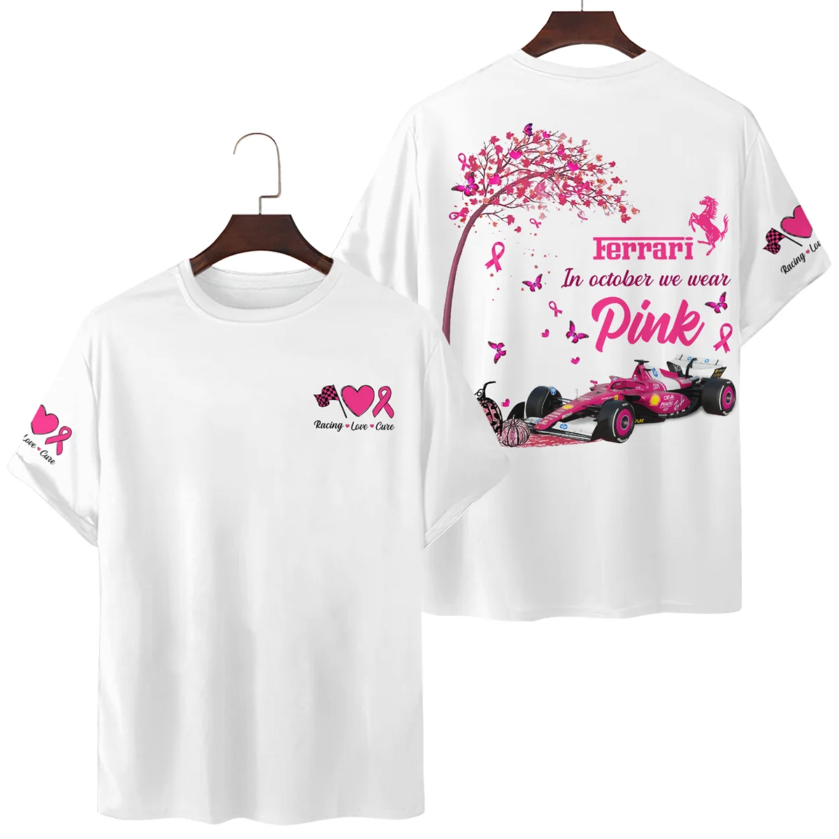 In October We Wear Pink Ferrari Women T-Shirt Unisex Motorsport Apparel BLFRR7925A1TS