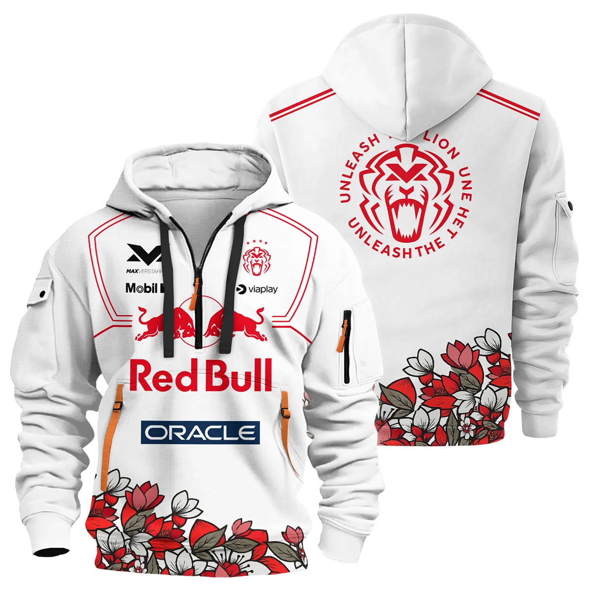Japanese GP Unleash The Lion Max Verstappen Red Bull Racing F1 Hoodie Half Zip Unisex Motorsport Apparel BLVAMV281125A5HDF
