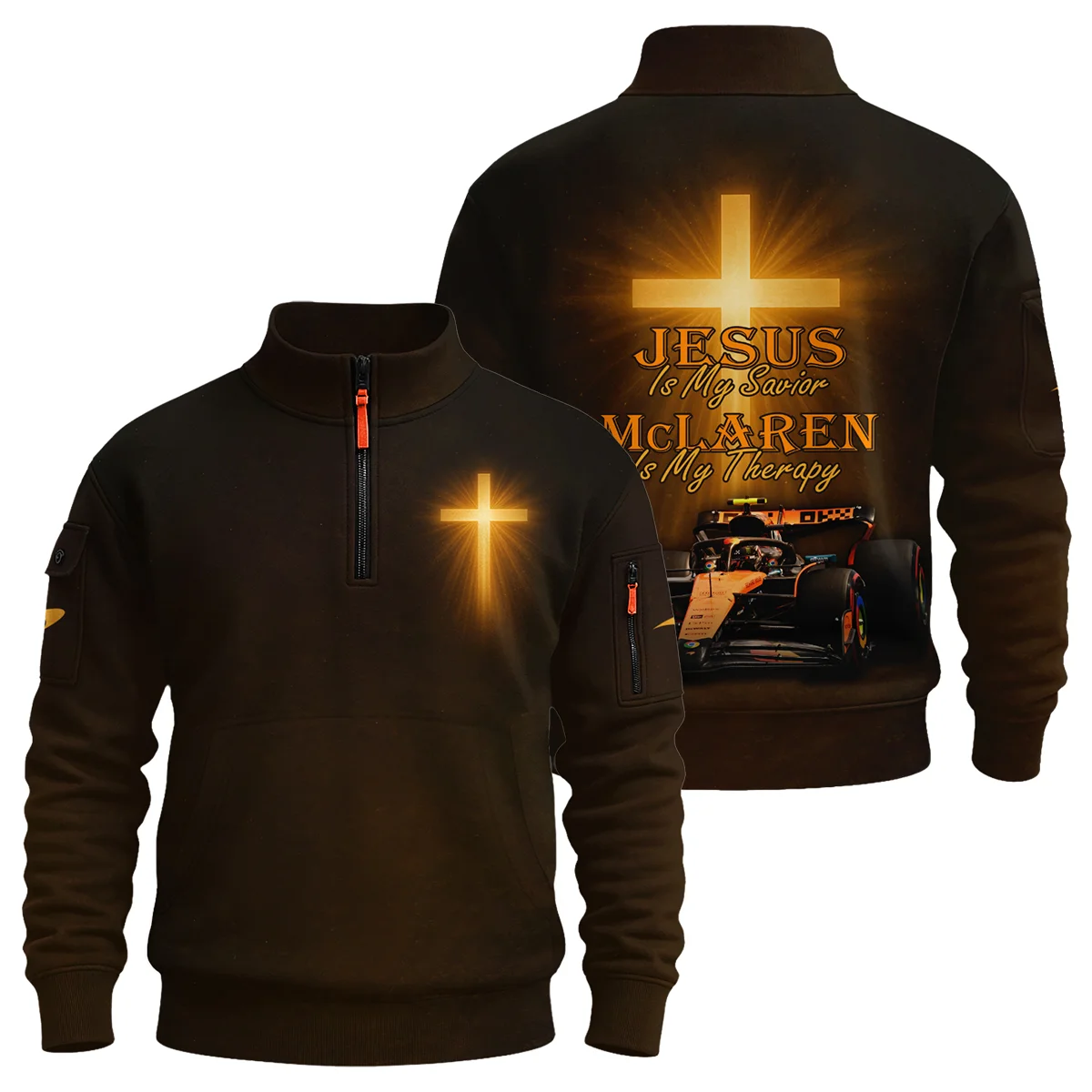 Jesus is my Savior McLaren is my Therapy - Sweatshirt Zipper Unisex Motorsport Apparel BLMCL251025A1SHZ