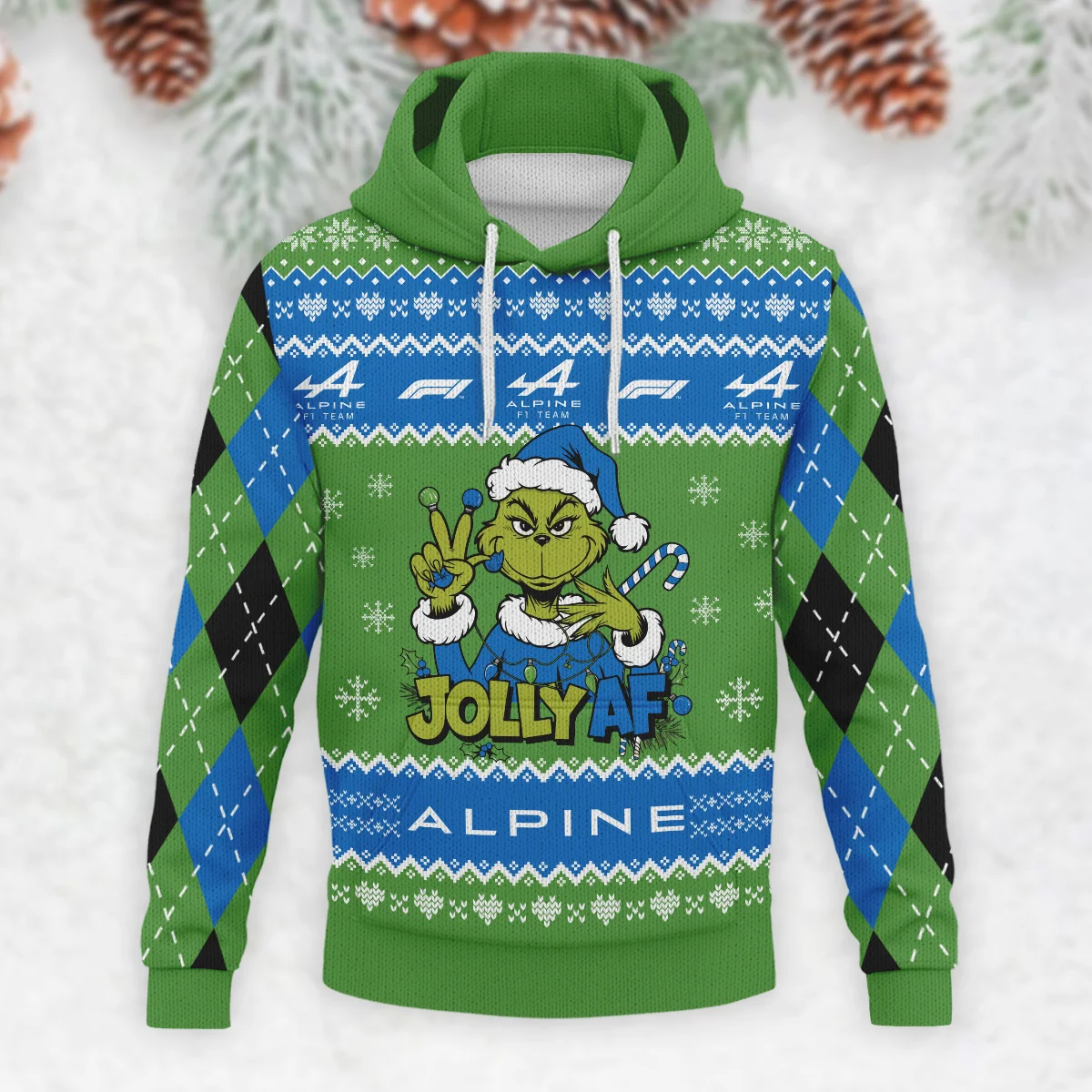 Jolly AF The Grinch Alpine Formula 1 - Knitted Hoodie BLVAF12209250A16ALP - Image 2