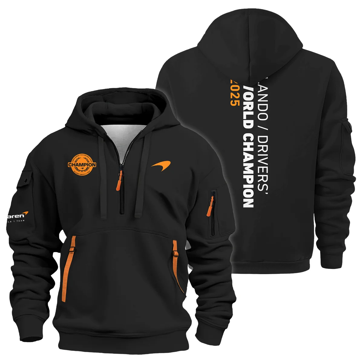Lando Norris 2025 Drivers’ World Champion McLaren F1 Team Hoodie Half Zip Unisex Motorsport Apparel BLVALN051225A3HDF