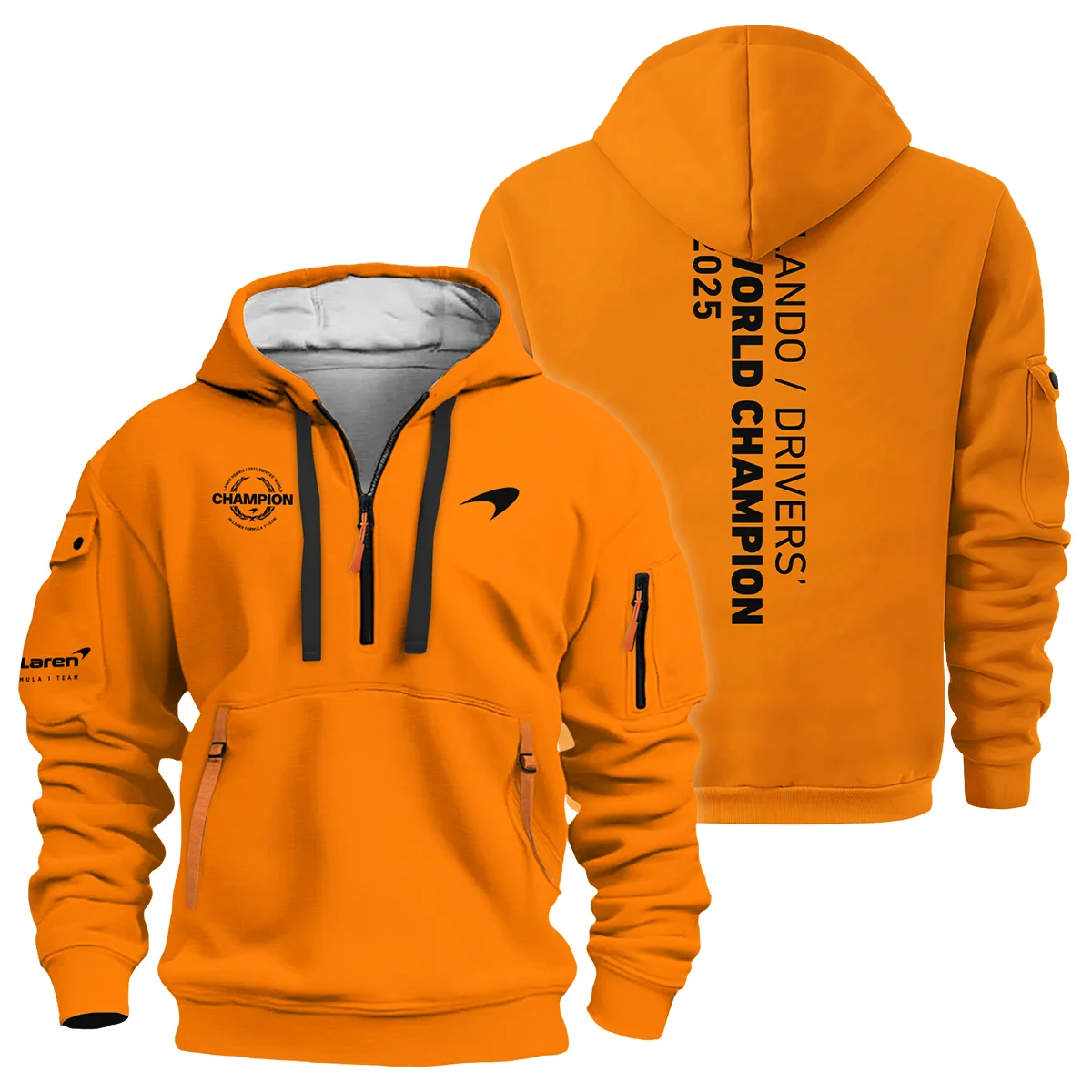 Lando Norris 2025 Drivers’ World Champion McLaren F1 Team Hoodie Half Zip Unisex Motorsport Apparel BLVALN051225A4HDF