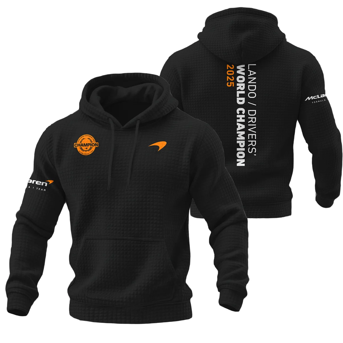 Lando Norris 2025 Drivers’ World Champion McLaren F1 Team Hoodie Quilted Waffle Unisex Motorsport Apparel BLVALN051225A3HQW