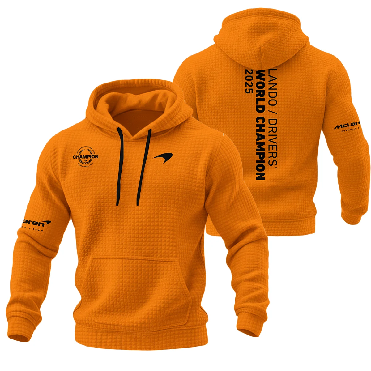 Lando Norris 2025 Drivers’ World Champion McLaren F1 Team Hoodie Quilted Waffle Unisex Motorsport Apparel BLVALN051225A4HQW