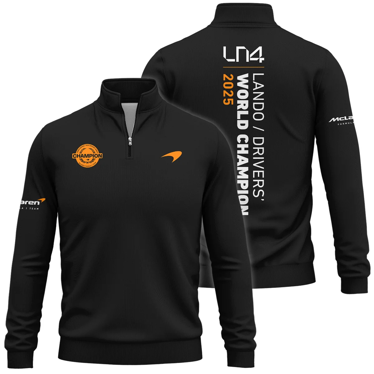 Lando Norris 2025 Drivers’ World Champion McLaren F1 Team Quarter-Zip Sweatshirt Unisex Motorsport Apparel BLVALN051225A3QZS